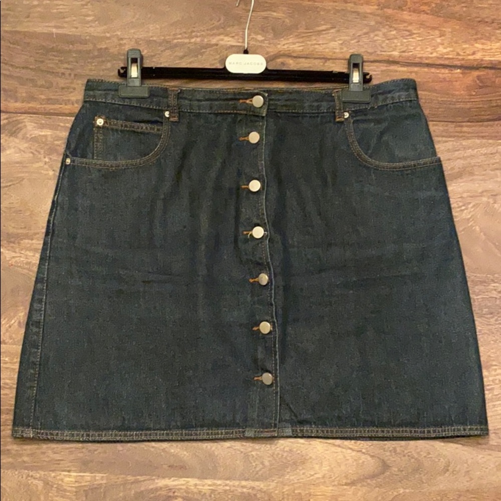 ASOS Dark Blue Denim Button-Front Mini Skirt